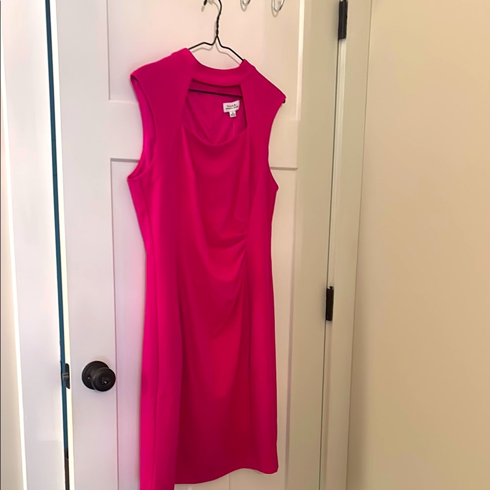 Tahari Pink Sleeveless Cowl Neck Sheath Dress